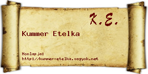 Kummer Etelka névjegykártya